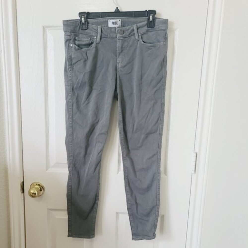 Paige Light Gray Skinny Ankle Jeans Denim